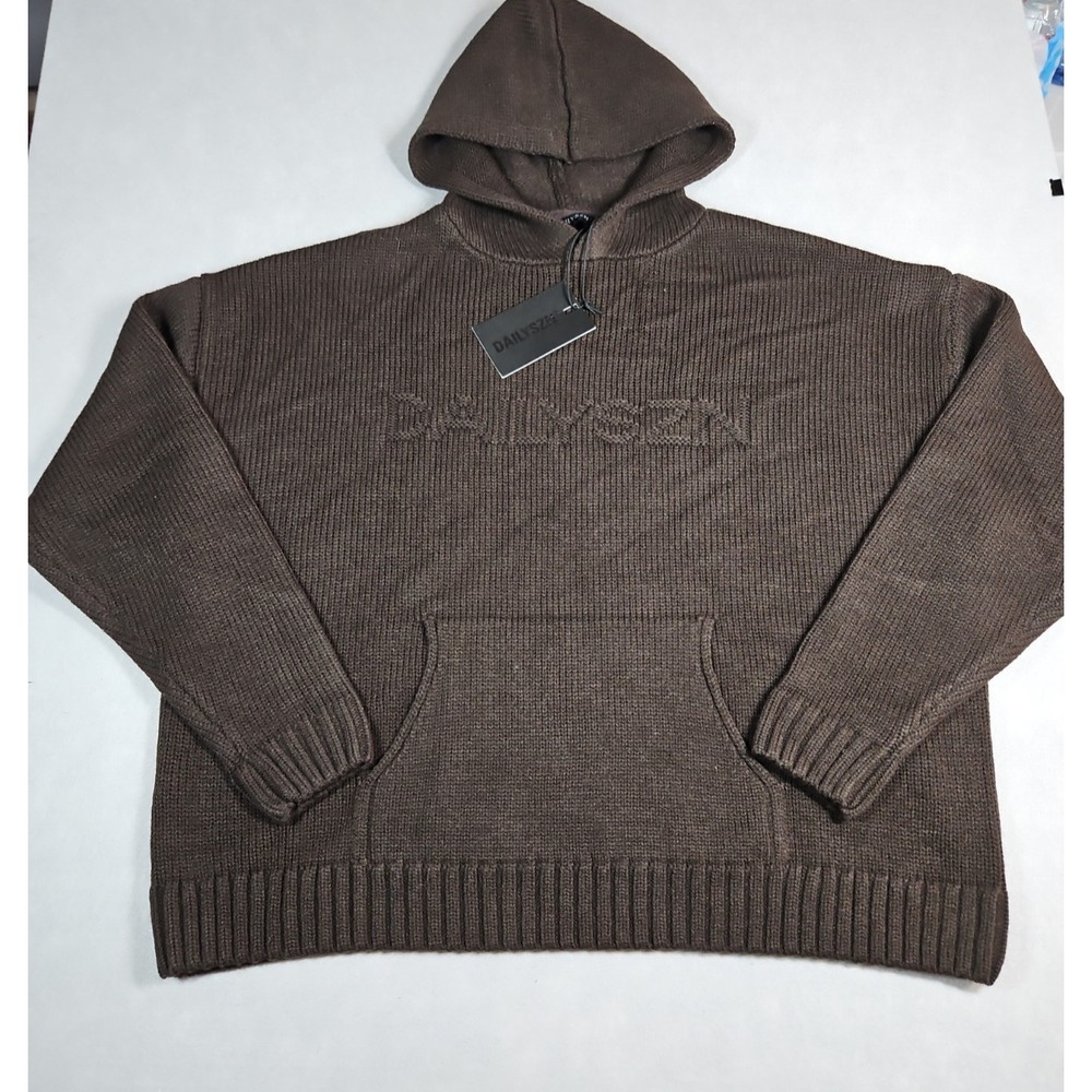 DAILYSZN Womens‎ Brown Knit Pullover Hoodie Size Medium NWT